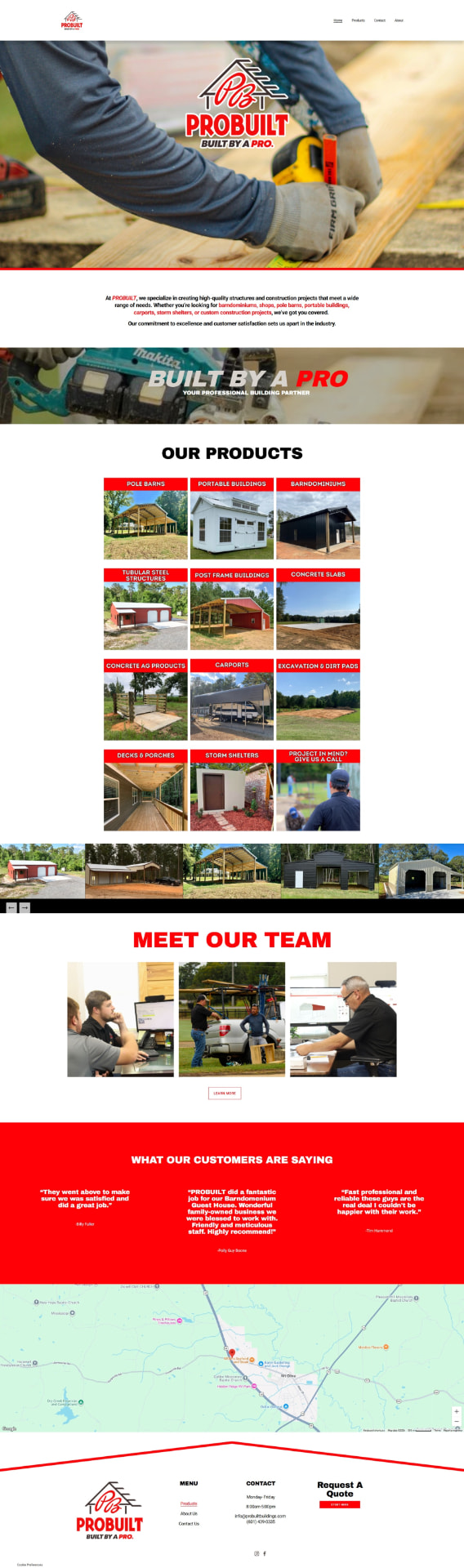 PROBUILT Buildings website homepage