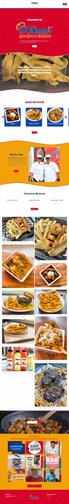 O'Gumbo Southern Cuisine website homepage